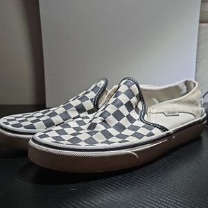 Vans Classic Checkered Slip-On Sneakers - Black and Cream